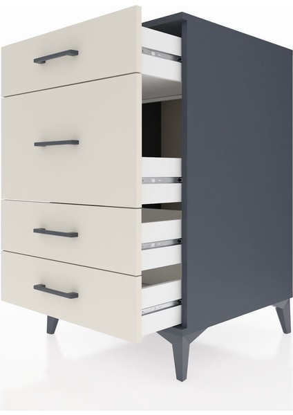 Kronos Komodin 4 Çekmeceli 60X59X96 Antrasit-Aytaşı indirimleri