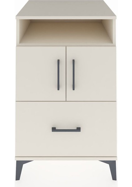 Kronos Komodin 2 Raflı Tek Çekmeceli 2 Kapaklı 60X59X96 Aytaşı-Aytaşı