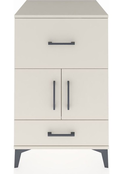 Kronos Komodin Tek Raflı 2 Çekmeceli 2 Kapaklı 60X59X96 Aytaşı-Aytaşı