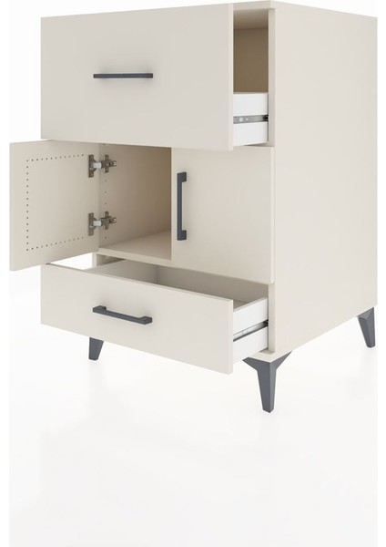 Kronos Komodin Tek Raflı 2 Çekmeceli 2 Kapaklı 60X59X96 Aytaşı-Aytaşı fırsatları