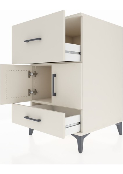 Kronos Komodin Tek Raflı 2 Çekmeceli 2 Kapaklı 60X59X96 Aytaşı-Aytaşı indirimleri