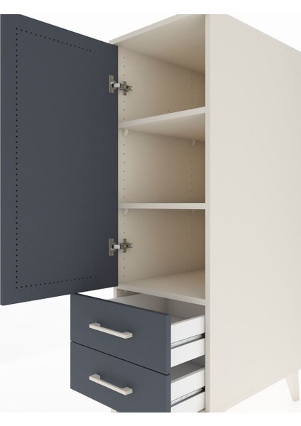 Kronos Dolap 3 Raflı 2 Çekmeceli Tek Kapaklı 44X59X134 Aytaşı-Antrasit indirimleri