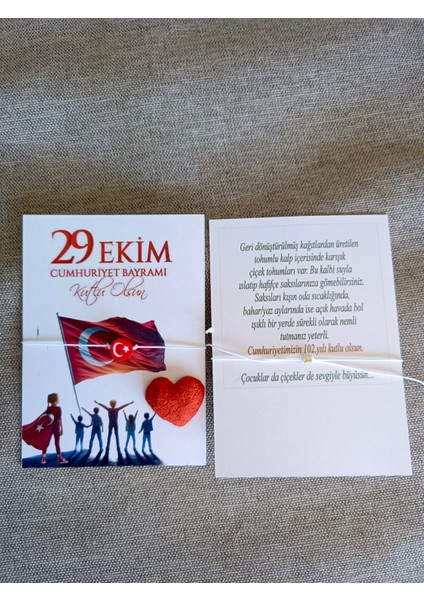 Tohumlu Kart ve Bileklik 20 Adet 29 Ekim Cumhuriyet Bayramı Hediyelik fiyatları