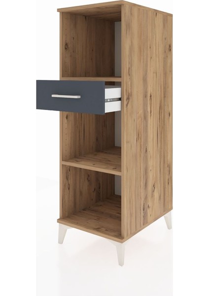 Kronos Dolap 2 Raflı Tek Çekmeceli 44X59X134 Çam-Antrasit fırsatları