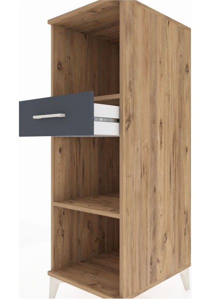 Kronos Dolap 2 Raflı Tek Çekmeceli 44X59X134 Çam-Antrasit indirimleri