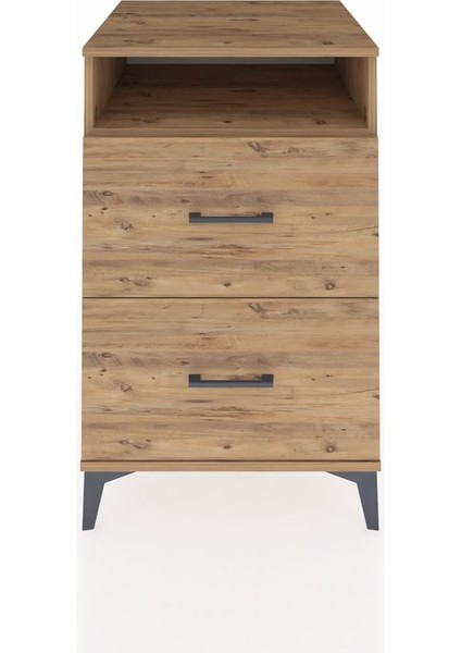 Kronos Komodin Tek Raflı 2 Çekmeceli 60X59X96 Çam-Çam