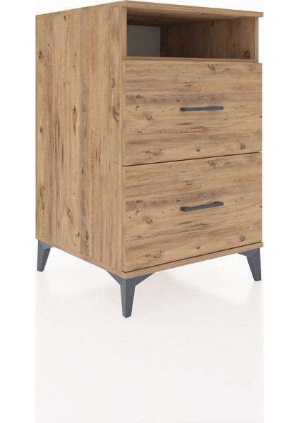 Kronos Komodin Tek Raflı 2 Çekmeceli 60X59X96 Çam-Çam fiyatları