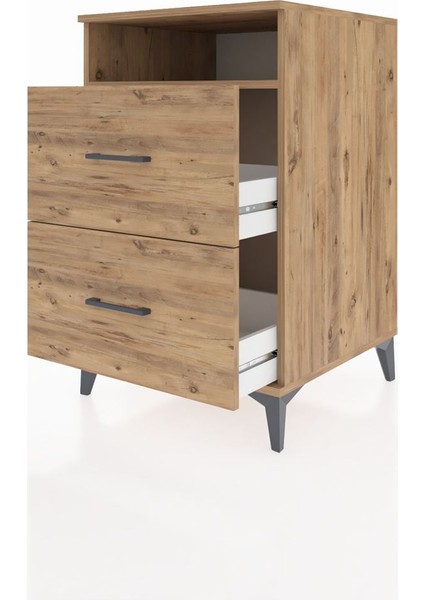 Kronos Komodin Tek Raflı 2 Çekmeceli 60X59X96 Çam-Çam fırsatları