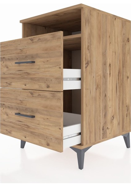 Kronos Komodin Tek Raflı 2 Çekmeceli 60X59X96 Çam-Çam indirimleri