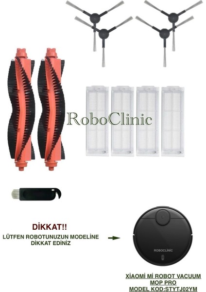 Xiaomi Mi Robot Vacuum Mop Pro Siyah Robot Süpürge Uyumlu (M.Kod:STYJO2YM)Fırça, Hepa Filtre - 11 Parça
