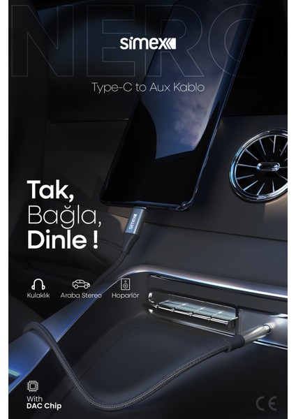 Type C Dac Sa-02 Nero Kumaş Aux Kablosu fiyatları
