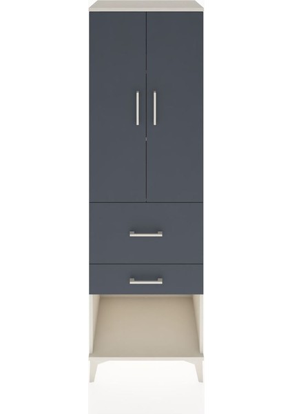 Hyperion Dolap 3 Raflı 2 Çekmeceli 2 Kapaklı 60X44X195 Aytaşı-Antrasit