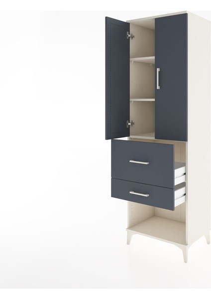 Hyperion Dolap 3 Raflı 2 Çekmeceli 2 Kapaklı 60X44X195 Aytaşı-Antrasit fırsatları