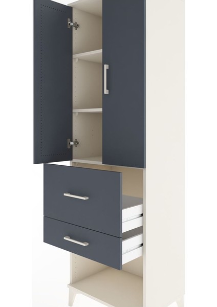 Hyperion Dolap 3 Raflı 2 Çekmeceli 2 Kapaklı 60X44X195 Aytaşı-Antrasit indirimleri