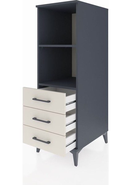 Kronos Dolap 2 Raflı 3 Çekmeceli 44X59X134 Antrasit-Aytaşı fırsatları