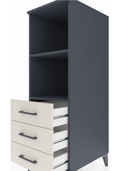 Kronos Dolap 2 Raflı 3 Çekmeceli 44X59X134 Antrasit-Aytaşı indirimleri