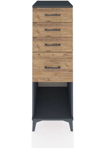 Kronos Dolap 4 Çekmeceli 44X59X134 Antrasit-Çam