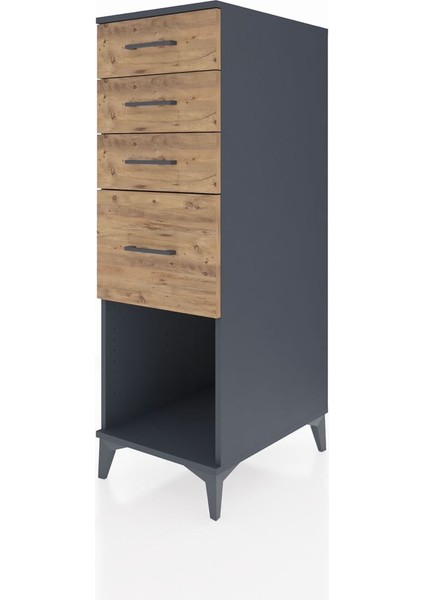 Kronos Dolap 4 Çekmeceli 44X59X134 Antrasit-Çam modelleri