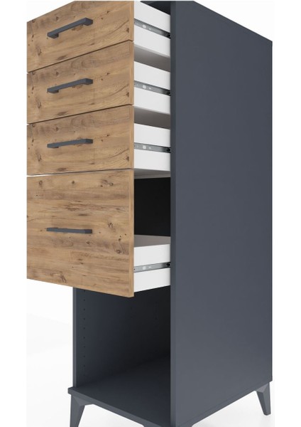 Kronos Dolap 4 Çekmeceli 44X59X134 Antrasit-Çam indirimleri