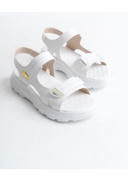 Lamıa Cırt Cırtlı Ortopedik Taban Kadın Sandalet Cbt - Beyaz fırsatları
