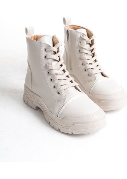 Bloom Bağcıklı Fermuarlı Ortopedik Taban Kadın Bot Ckt - Krem indirimleri