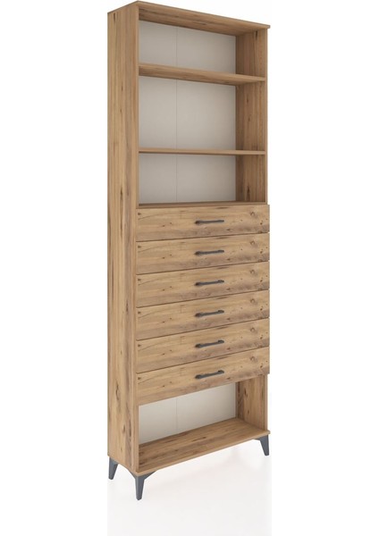 Arges Dolap 3 Raflı 6 Çekmeceli 88X30X243 Çam-Çam fiyatları