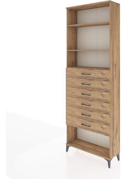 Arges Dolap 3 Raflı 6 Çekmeceli 88X30X243 Çam-Çam modelleri