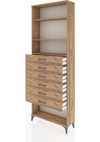 Arges Dolap 3 Raflı 6 Çekmeceli 88X30X243 Çam-Çam fırsatları