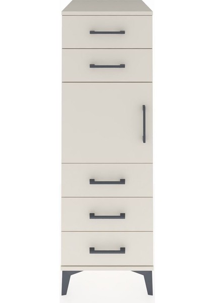 Kronos Dolap Tek Raflı 5 Çekmeceli Tek Kapaklı 44X59X134 Aytaşı-Aytaşı