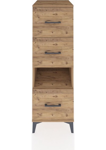 Kronos Dolap Tek Raflı 3 Çekmeceli 44X59X134 Çam-Çam