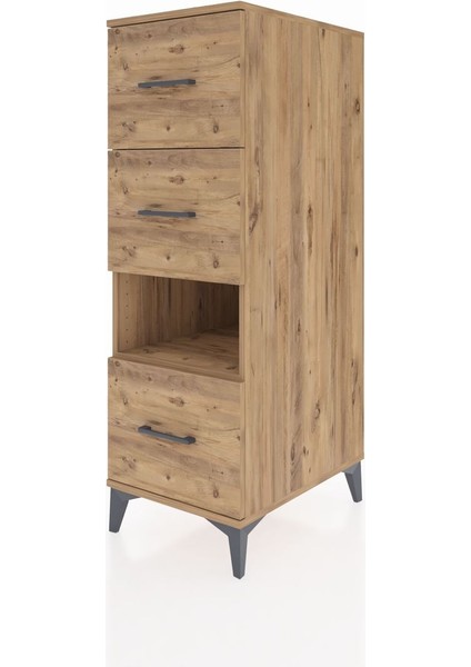 Kronos Dolap Tek Raflı 3 Çekmeceli 44X59X134 Çam-Çam modelleri