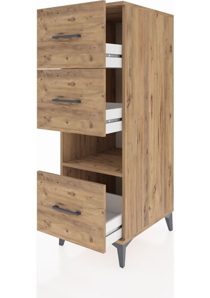 Kronos Dolap Tek Raflı 3 Çekmeceli 44X59X134 Çam-Çam fırsatları