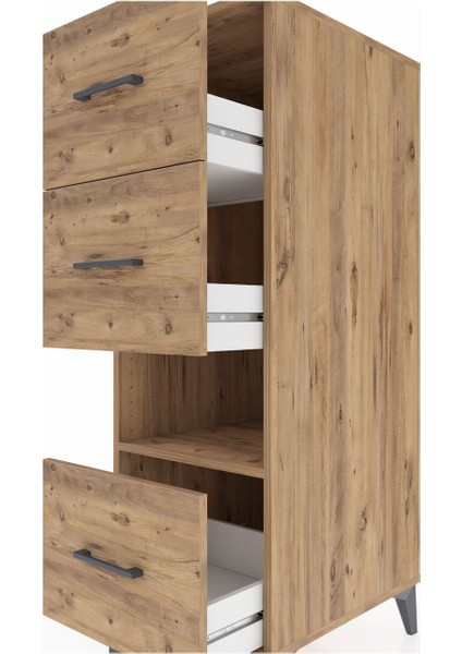 Kronos Dolap Tek Raflı 3 Çekmeceli 44X59X134 Çam-Çam indirimleri