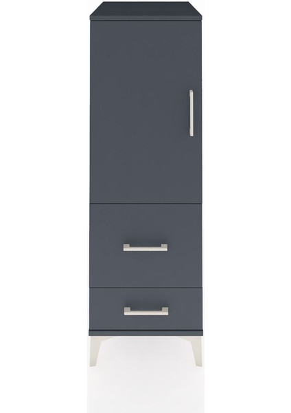Kronos Dolap Tek Raflı 2 Çekmeceli Tek Kapaklı 44X59X134 Antrasit-Antrasit