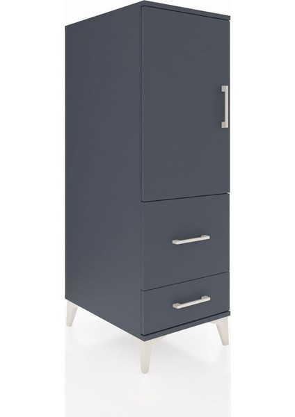 Kronos Dolap Tek Raflı 2 Çekmeceli Tek Kapaklı 44X59X134 Antrasit-Antrasit fiyatları