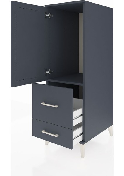 Kronos Dolap Tek Raflı 2 Çekmeceli Tek Kapaklı 44X59X134 Antrasit-Antrasit fırsatları