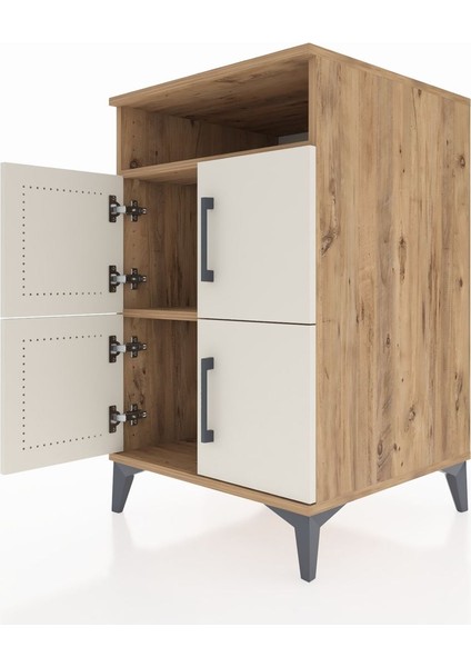 Kronos Komodin 2 Raflı 4 Kapaklı 60X59X96 Çam-Aytaşı indirimleri