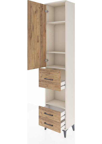 Arges Dolap 4 Raflı 3 Çekmeceli Tek Kapaklı 44X30X221 Aytaşı-Çam fırsatları