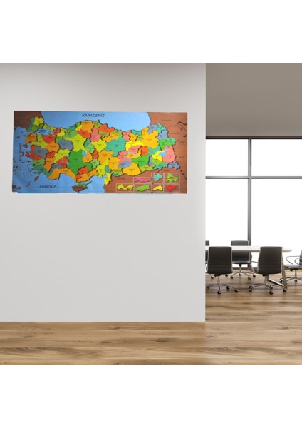 Renkli Türkiye Haritası Manyetik Yapıştırıcı Gerektirmeyen Duvar Stickerı 118 cm * 56 cm (5067)
