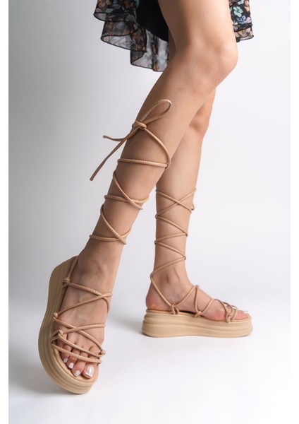 Samantha Bilekten Bağlamalı Ortopedik Taban Kadın Terlik Ctt - Ten