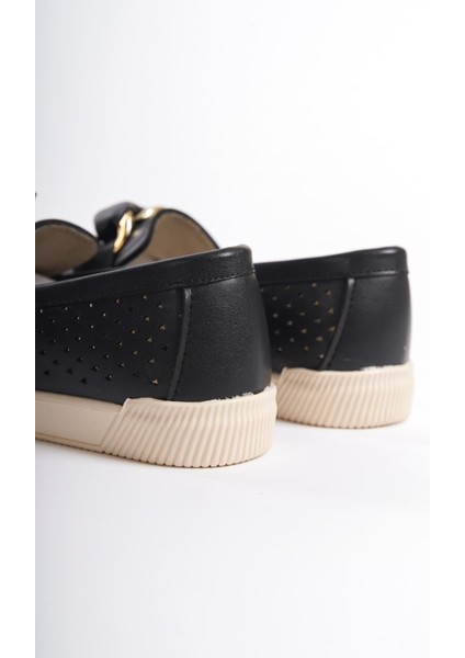 Lydıa Bağcıksız Ortopedik Rahat Taban Kalp Desenli Kadın Babet Ayakkabı Ckt - Siyah indirimleri