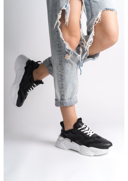 Tokyo Bağcıklı Ortopedik Taban Triko Detaylı Kadın Spor Ayakkabı Tbt - Siyah fiyatları