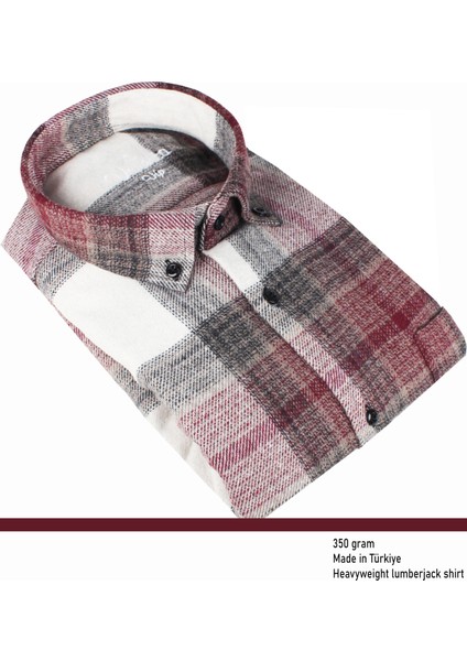 Erkek Bordo Kışlık Kalın Kareli Oduncu Gömlek – Cepli Geniş Kesim Trend Gömlek Model fiyatları