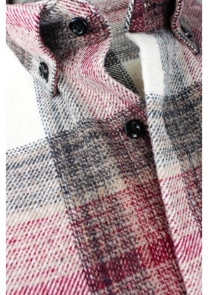 Erkek Bordo Kışlık Kalın Kareli Oduncu Gömlek – Cepli Geniş Kesim Trend Gömlek Model modelleri