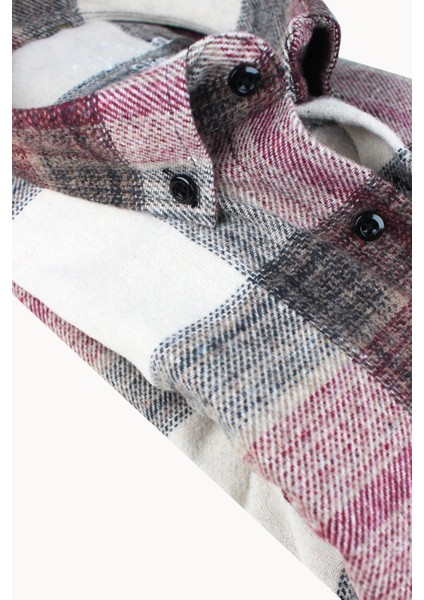 Erkek Bordo Kışlık Kalın Kareli Oduncu Gömlek – Cepli Geniş Kesim Trend Gömlek Model fırsatları