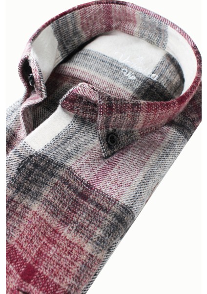 Erkek Bordo Kışlık Kalın Kareli Oduncu Gömlek – Cepli Geniş Kesim Trend Gömlek Model indirimleri