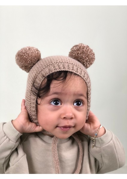 Ponponlu El Örgüsü Unisex Bebek/çocuk Bere