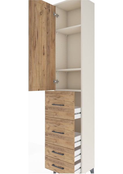 Arges Dolap 3 Raflı 4 Çekmeceli Tek Kapaklı 44X30X221 Aytaşı-Çam indirimleri