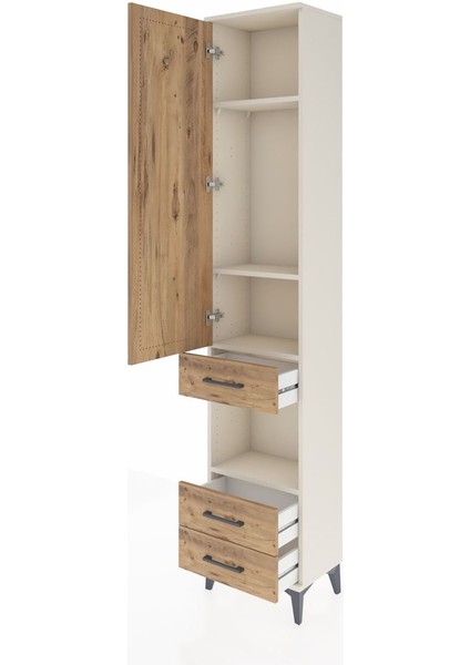 Arges Dolap 4 Raflı 3 Çekmeceli Tek Kapaklı 44X30X221 Aytaşı-Çam fırsatları