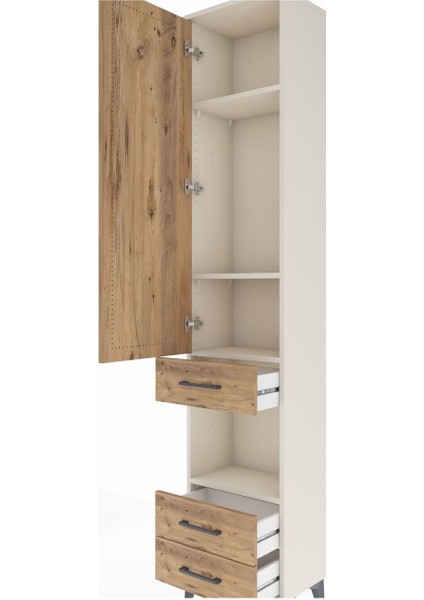 Arges Dolap 4 Raflı 3 Çekmeceli Tek Kapaklı 44X30X221 Aytaşı-Çam indirimleri